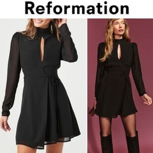 Reformation Ottessa Wrap Mini Dress Black XS NWT 248$